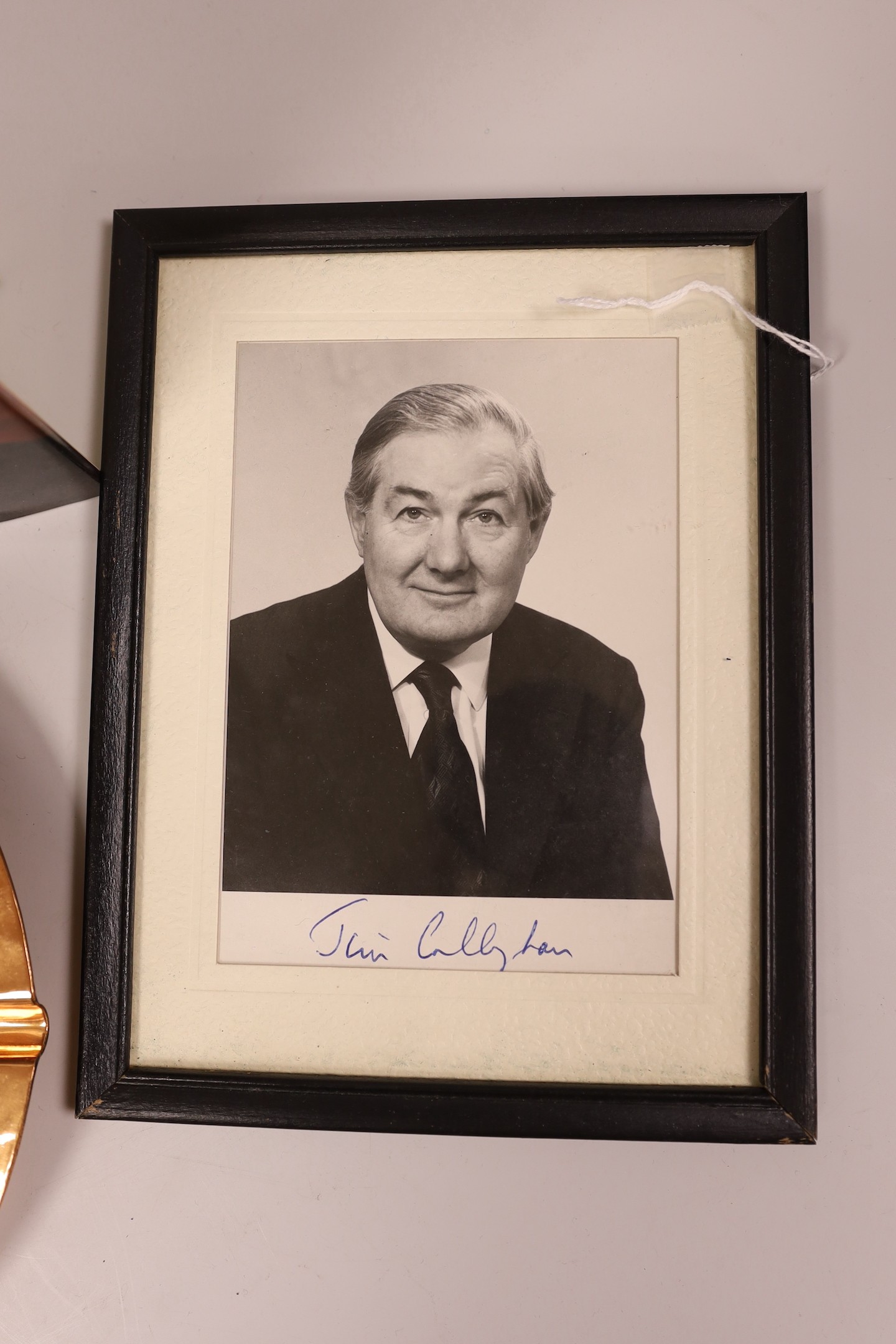 British Politics - Jim Callaghan - signed photo, signed New Year's Day menu and copper ashtray for Zambian Commonwealth Heads of State Conference 1979